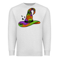Oatmeal Heather Witch Hat With Spiders Premium Sweatshirt - Jasminsmagicworld