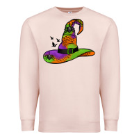 Pale Pink Witch Hat With Spiders Premium Sweatshirt - Jasminsmagicworld