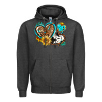 Charcoal Heather western leopard pride  hearts Zipper Hoodie - AdoDesignShop