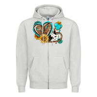 Dove Grey western leopard pride  hearts Zipper Hoodie - AdoDesignShop