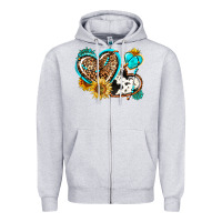Heather Grey western leopard pride  hearts Zipper Hoodie - AdoDesignShop