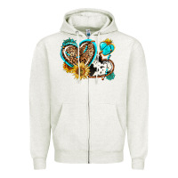 Oatmeal Heather western leopard pride  hearts Zipper Hoodie - AdoDesignShop