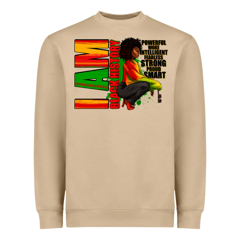 I Am Black History Afro American Woman Heavyweight Sweatshirt by RanaPortraitStore | Teevron