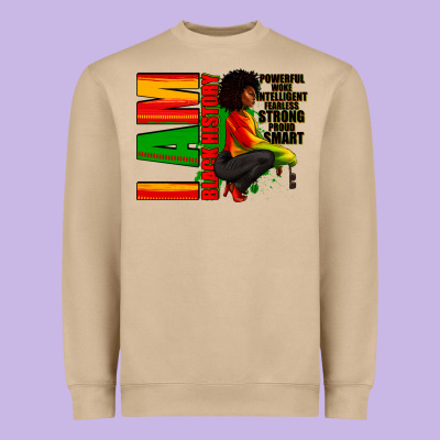 Heavyweight Sweatshirt I am black history Afro American woman