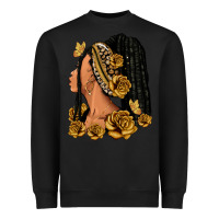 Black Gold roses afro woman Heavyweight Sweatshirt - RanaPortraitStore
