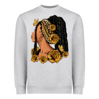 Heather Grey Gold roses afro woman Heavyweight Sweatshirt - RanaPortraitStore