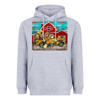 Heather Grey western truck farm animals mousepad Heavyweight Hoodie - BarkalooDesign