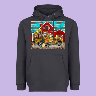 Western Truck Farm Animals Mousepad Heavyweight Hoodie Designed By Barkaloodesign