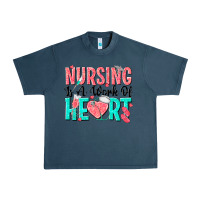 Midnight Navy nursing is a work of heart Urban Heavy Tee - texasbilliewilder