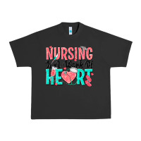 Pigment Black nursing is a work of heart Urban Heavy Tee - texasbilliewilder