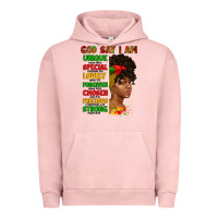 Pigment Salmon god say i am juneteenth afro girl Urban Hoodie - Artiststas