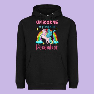 Unicorns Are Born In December Heavyweight Hoodie Designed By Jasminsmagicworld