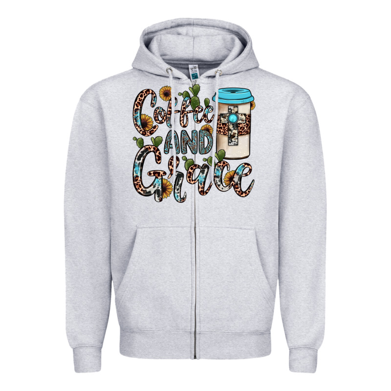 Coffee And Grace Zipper Hoodie by JahusDesignShop | Teevron