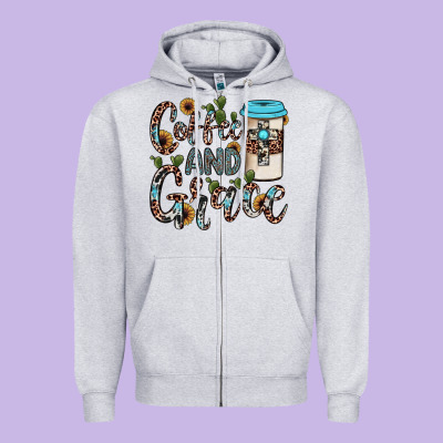 Coffee And Grace Zipper Hoodie Designed By Jahusdesignshop