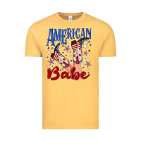 Vintage Mustard American babe 4th july Vintage Tee - texasbilliewilder