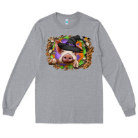 Heather Grey halloween pig Long Sleeve Tee - CowhideDigitalArt