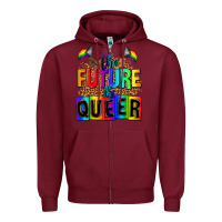 Burgundy the fuuture is queer Zipper Hoodie - AdoDesignShop
