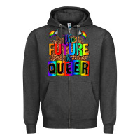 Charcoal Heather the fuuture is queer Zipper Hoodie - AdoDesignShop