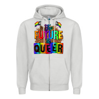 Dove Grey the fuuture is queer Zipper Hoodie - AdoDesignShop