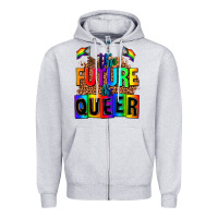 Heather Grey the fuuture is queer Zipper Hoodie - AdoDesignShop