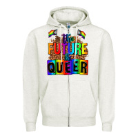 Oatmeal Heather the fuuture is queer Zipper Hoodie - AdoDesignShop