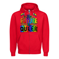 Red the fuuture is queer Zipper Hoodie - AdoDesignShop