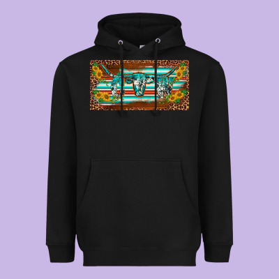 Western Howdy Cowgirl Leopard Serape   License Plate Template Heavyweight Hoodie Designed By Barkaloodesign