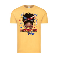 Vintage Mustard American babe afro messy bun Vintage Tee - texasbilliewilder