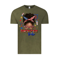 Vintage Olive American babe afro messy bun Vintage Tee - texasbilliewilder