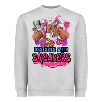 Heather Grey Just a girl obsessed with sneakers Heavyweight Sweatshirt - RanaPortraitStore