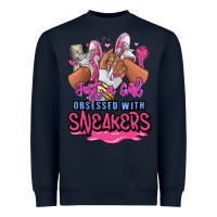Navy Just a girl obsessed with sneakers Heavyweight Sweatshirt - RanaPortraitStore