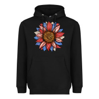 Black American Flag Sunflower Heavyweight Hoodie - LillyAllenDesigns