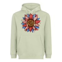 Matcha American Flag Sunflower Heavyweight Hoodie - LillyAllenDesigns