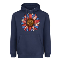 Navy American Flag Sunflower Heavyweight Hoodie - LillyAllenDesigns