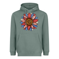 Sage American Flag Sunflower Heavyweight Hoodie - LillyAllenDesigns