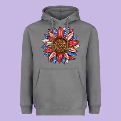 American Flag Sunflower Heavyweight Hoodie Designed By Lillyallendesigns