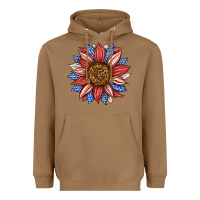 Toasted Coconut American Flag Sunflower Heavyweight Hoodie - LillyAllenDesigns