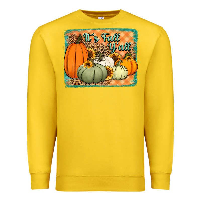 It's Fall Y'all Pumpkins Halloween And Sunflowers Premium Sweatshirt by Jasminsmagicworld | Teevron