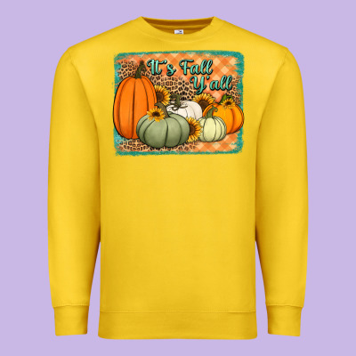 It's Fall Y'all Pumpkins Halloween And Sunflowers Premium Sweatshirt Designed By Jasminsmagicworld