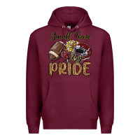 Burgundy small town big pride maroon yellow Premium Hoodie - MaliasSmallBusiness