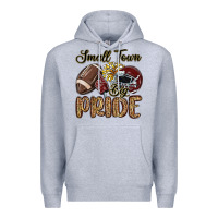 Heather Grey small town big pride maroon yellow Premium Hoodie - MaliasSmallBusiness