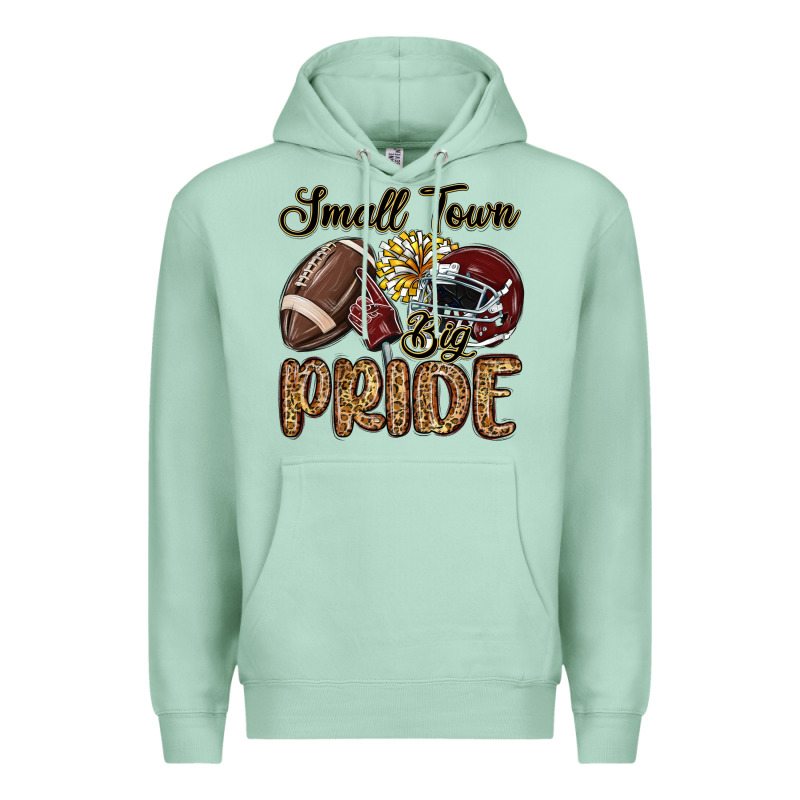 Small Town Big Pride Maroon Yellow Premium Hoodie by MaliasSmallBusiness | Teevron