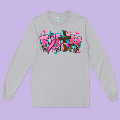 Cancer Faith Cross Long Sleeve Tee Designed By Adodesignshop