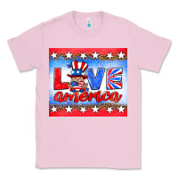 Bubblegum Pink love america gnome Classic Tee - HRA Design Shop