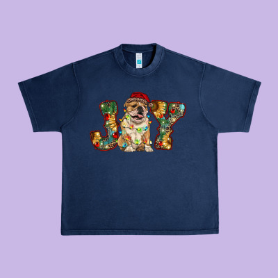 Bulldog Christmas Joy Urban Heavy Tee Designed By Ranaportraitstore