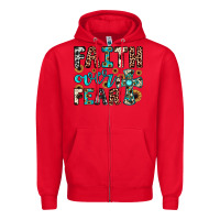 Red faith over fear Zipper Hoodie - JahusDesignShop