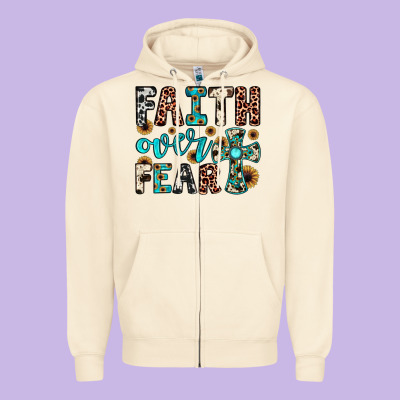 Faith Over Fear Zipper Hoodie Designed By Jahusdesignshop