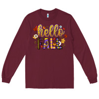 Burgundy hello fall Long Sleeve Tee - CowhideDigitalArt