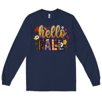 Navy hello fall Long Sleeve Tee - CowhideDigitalArt