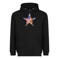 Black American Flag Star Heavyweight Hoodie - LillyAllenDesigns
